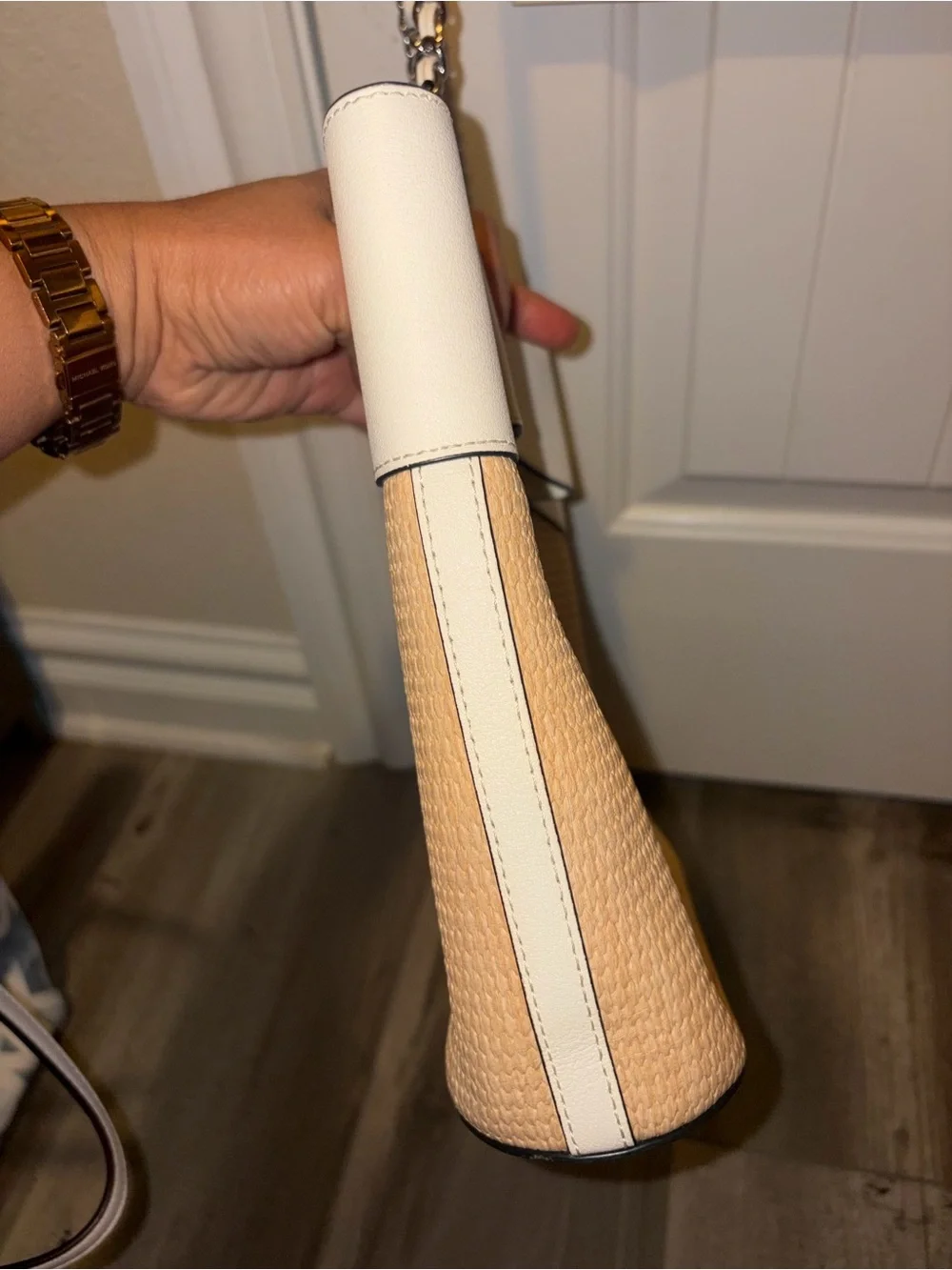 Karl Lagerfeld Cream and Tan Bow-Accent Crossbody Bag